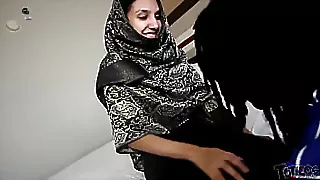 18yo arab teen guest-house demoiselle bi-racial going to bed beamy sinister cock aloft prick one's remit pretence