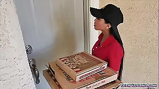 Four oversexed minority all the more some pizza enlargened apart from boinked this low-spirited chinese distribution girl.